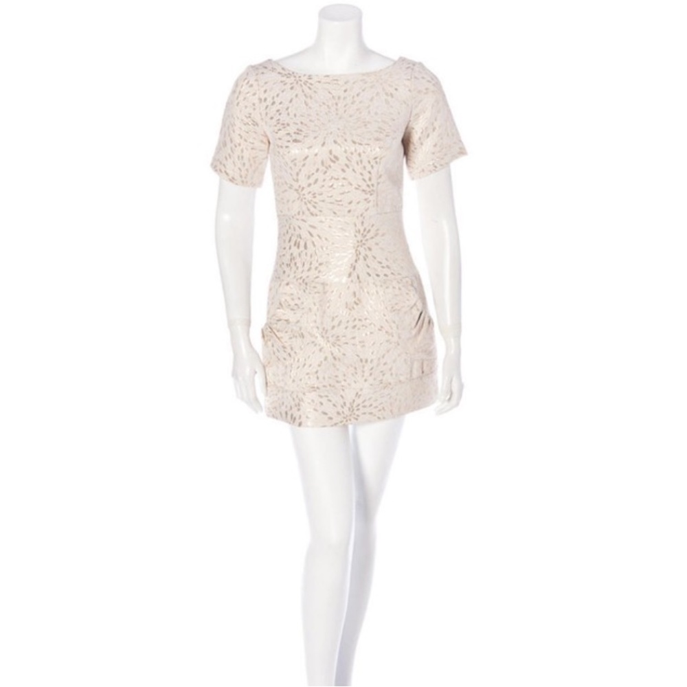 Christopher Deane Gold Mini Short Sleeve Dress 6